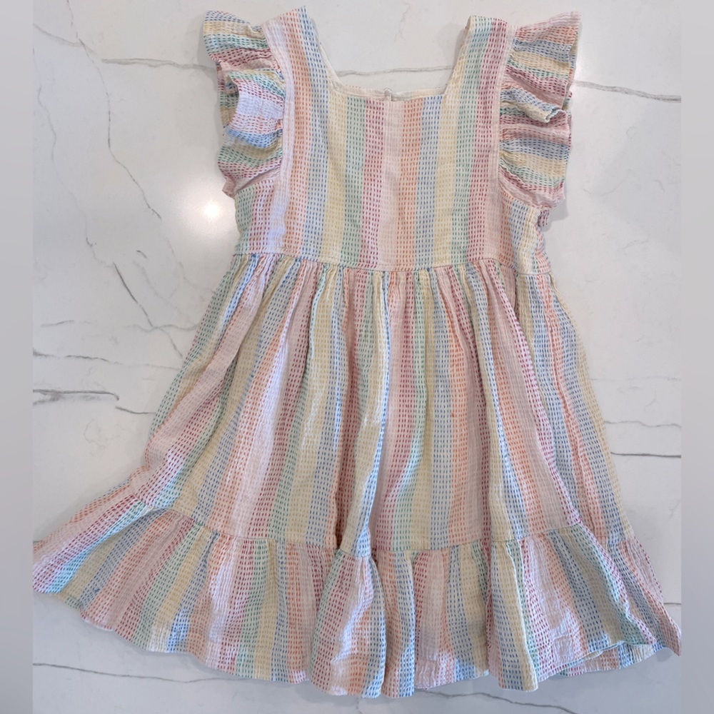 Pink Chicken Girls Rainbow Stitched Dress, Size 7